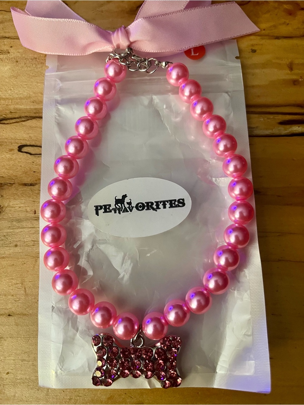 PetFavorites Couture Designer Pink Pearl & Rhinestone Pet Necklace